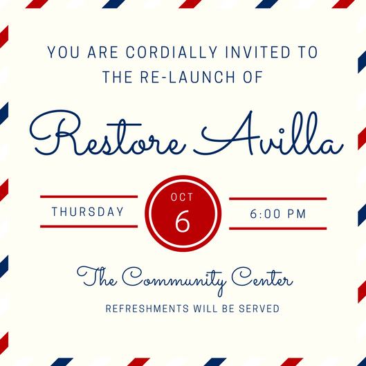 Restore Avilla Relaunch Meeting Announcement